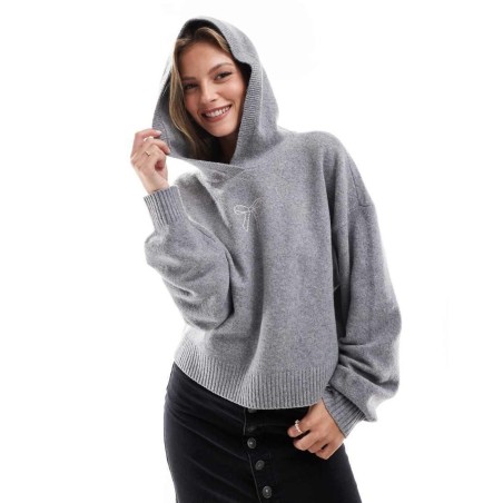 Sudadera Con Capucha Y Detalle De Lazo De Punto De de Hollister de color Gris