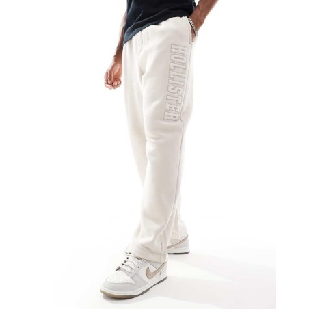 Joggers De Pernera Recta Holgada Con Detalle De Motivo De (Parte De Un Conjunto)- Neutro Hollister de hombre de color Blanco