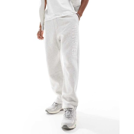 Joggers Grises De Pernera Recta Holgada Con Detalle De Motivo De (Parte De Un Conjunto) Hollister de hombre de color Blanco