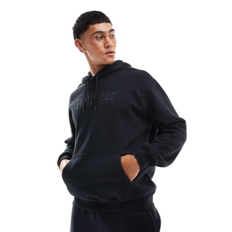 Sudadera Negra Técnica Con Capucha Y Logo Universitario De (Parte De Un Conjunto)-Negro Hollister de hombre de color Azul