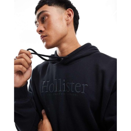 Sudadera Negra Técnica Con Capucha Y Logo Universitario De (Parte De Un Conjunto)-Negro Hollister de hombre de color Azul