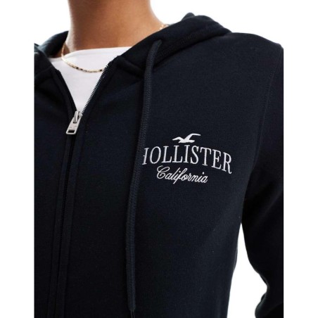 Sudadera Negra Con Capucha, Cremallera Y Detalle Del Logo De de Hollister de color Azul