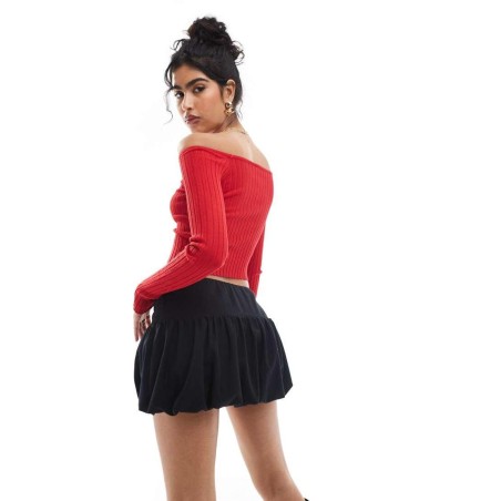 Falda Negra De Talle Bajo Con Diseño Abullonado De de Hollister de color Rojo